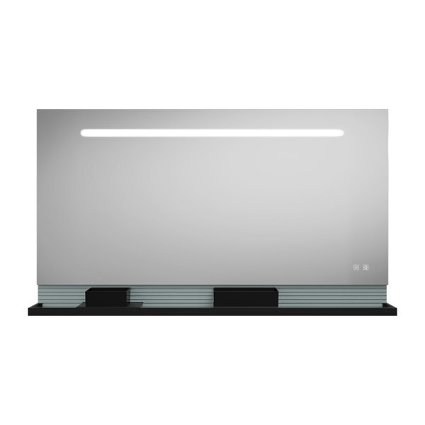 burgbad Fiumo Lichtspiegel, mit horizontaler LED-Beleuchtung, mit Metallreling, 1400x700mm, SFXP140F3957 von burgbad