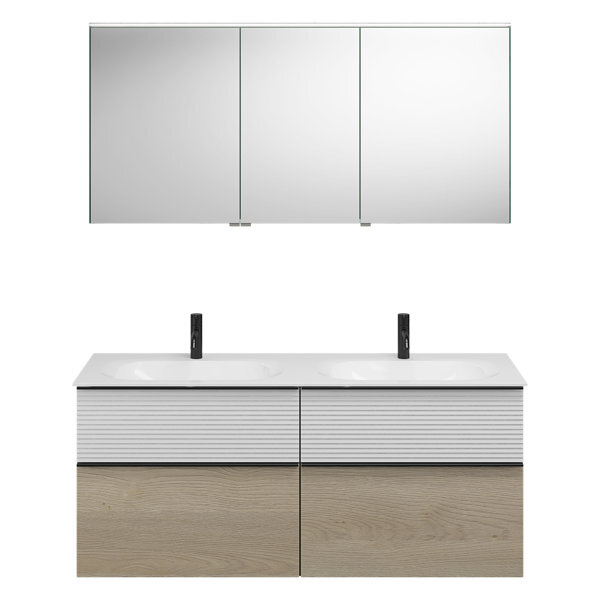burgbad Fiumo Set, bestehend aus Spiegelschrank, Mineralguss-Waschtisch und Waschtischunterschrank, mit Plisséefront, Breite: 1420 mm, SGGT142LF3959G0200 burgbad Fiumo Set, bestehend aus Spiegelschrank, Mineralguss-Waschtisch und Waschtischunterschrank, mit Plisséefront, Breite: 1420 mm, SGGT142LF3959G0200 von burgbad