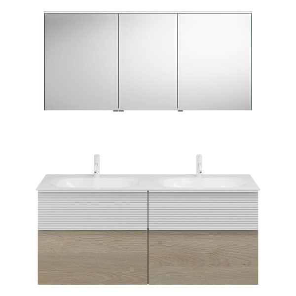 burgbad Fiumo Set, bestehend aus Spiegelschrank, Mineralguss-Waschtisch und Waschtischunterschrank, mit Plisséefront, Breite: 1420 mm, SGGT142LF3959G0223 burgbad Fiumo Set, bestehend aus Spiegelschrank, Mineralguss-Waschtisch und Waschtischunterschrank, mit Plisséefront, Breite: 1420 mm, SGGT142LF3959G0223 von burgbad