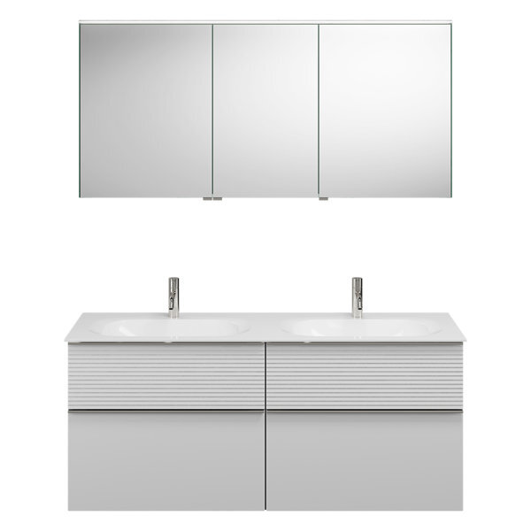 burgbad Fiumo Set, bestehend aus Spiegelschrank, Mineralguss-Waschtisch und Waschtischunterschrank, mit Plisséefront, Breite: 1420 mm, SGGT142LF3956G0146 burgbad Fiumo Set, bestehend aus Spiegelschrank, Mineralguss-Waschtisch und Waschtischunterschrank, mit Plisséefront, Breite: 1420 mm, SGGT142LF3956G0146 von burgbad