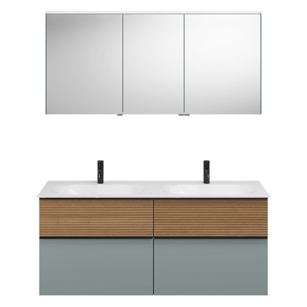 burgbad Fiumo Set, bestehend aus Spiegelschrank, Mineralguss-Waschtisch und Waschtischunterschrank, mit Plisséefront, Breite: 1420 mm, SGGT142RF3957G0200 burgbad Fiumo Set, bestehend aus Spiegelschrank, Mineralguss-Waschtisch und Waschtischunterschrank, mit Plisséefront, Breite: 1420 mm, SGGT142RF3957G0200 von burgbad