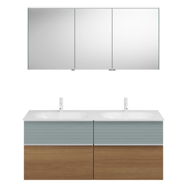 burgbad Fiumo Set, bestehend aus Spiegelschrank, Mineralguss-Waschtisch und Waschtischunterschrank, mit Plisséefront, Breite: 1420 mm, SGGT142RF3960G0223 burgbad Fiumo Set, bestehend aus Spiegelschrank, Mineralguss-Waschtisch und Waschtischunterschrank, mit Plisséefront, Breite: 1420 mm, SGGT142RF3960G0223 von burgbad