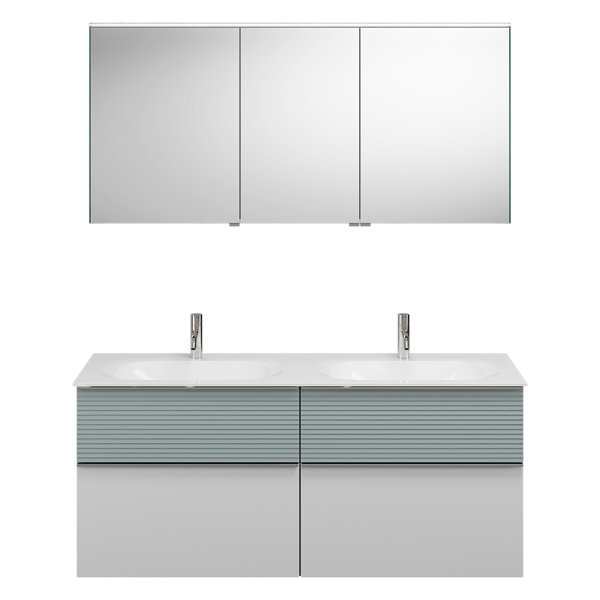 burgbad Fiumo Set, bestehend aus Spiegelschrank, Mineralguss-Waschtisch und Waschtischunterschrank, mit Plisséefront, Breite: 1420 mm, SGGT142RF3956G0146 burgbad Fiumo Set, bestehend aus Spiegelschrank, Mineralguss-Waschtisch und Waschtischunterschrank, mit Plisséefront, Breite: 1420 mm, SGGT142RF3956G0146 von burgbad