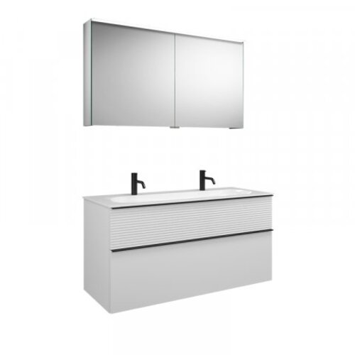 burgbad Fiumo Set, SXFW122, bestehend aus Spiegelschrank, Mineralguss-Waschtisch und Waschtischunterschrank, mit Plisséefront, Breite: 1220 mm, SFXW122F3958G0223 burgbad Fiumo Set, SXFW122, bestehend aus Spiegelschrank, Mineralguss-Waschtisch und Waschtischunterschrank, mit Plisséefront, Breite: 1220 mm, SFXW122F3958G0223 von burgbad
