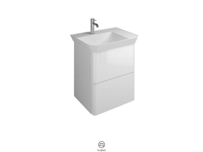 burgbad Iveo Mineralguss-Waschtisch inklusive Waschtischunterschrank, Version links, Breite: 650mm, SFEO065LF2747G0198 von burgbad