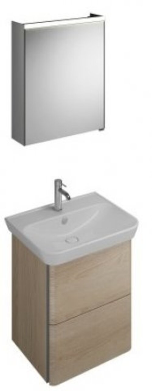 burgbad Iveo Set Keramik-Waschtisch inklusive Waschtischunterschrank, Version links, Breite: 650mm, SFHJ065LF2747G0162 von burgbad