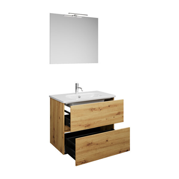 burgbad Rocio Set aus Spiegel mit LED-Leuchte, Waschtisch und Waschtischunterschrank, Breite 800mm, SGYP080F6224C0001 von burgbad