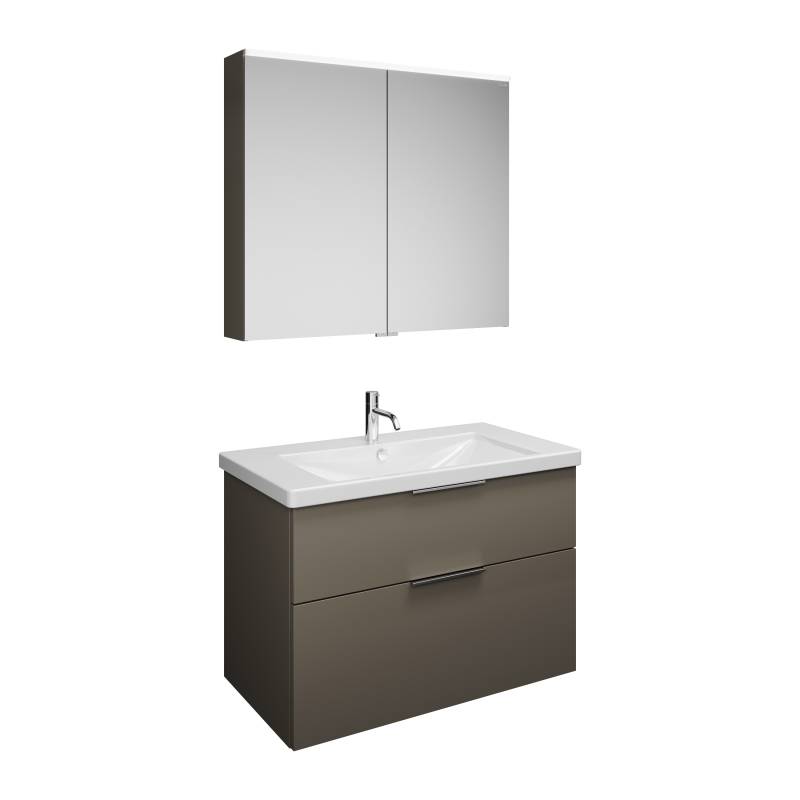 burgbad Eqio Set, bestehend aus Spiegelschrank, Keramik-Waschtisch und Waschtischunterschrank, Breite 930mm, SFAN093F2010C0001G0146 von burgbad