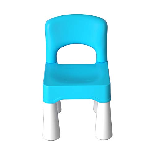 burgkidz Kunststoff Kinderstuhl bis 100 kg Belastbar, Kinder Stuhl Blau von 9,3" Sitzhöhe den für Drinnen und Draußen, Langlebig und Leicht von burgkidz