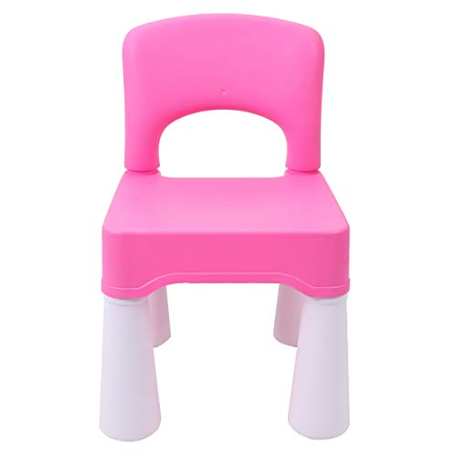 burgkidz Kunststoff Stuhl, Kinderstuhl Mädchen mit Gummierten Füßen bis 100kg, Kinderstuhl Prinzessin Sitzgelegenheiten mit Lehne für Kinder, Rosa von burgkidz