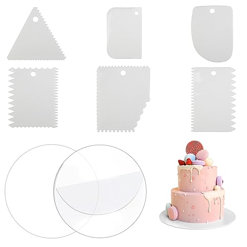 burkfeeg 8 Stück Kuchenplatte,Durchmesser 20cm Dicke 2 mm Kuchenplatte Acryl, Kuchenplatte Transparent Cakeboard Rund Acrylplatten Rund Torten Unterplatten von burkfeeg