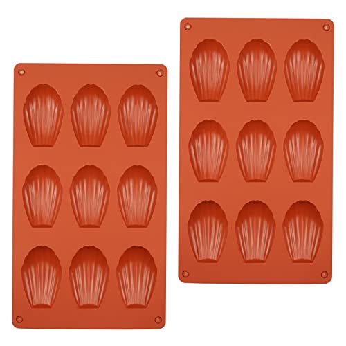 burkfeeg 2 Stück Madeleine Backformen, Madeleine-Form aus Silikon Muschelförmige Backform für Kekse, SüßIgkeiten, Schokolade, Eiswürfel von burkfeeg