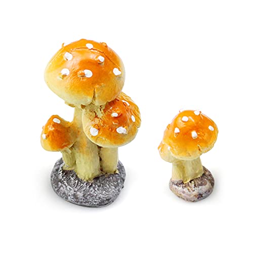 burkfeeg 2 Stück Mini Pilz Figuren Miniatur Pilz Modell Deko Harz Pilz Statue Micro Landschaft für Miniatur Feengarten, Gartendekoration, Blumentopf Außenstatue (3-5cm) von burkfeeg