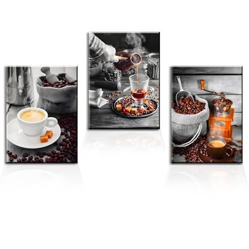 burkfeeg 3 Stück Kaffee Bar Wanddeko Küche Poster Küchenbilder Esszimmer Dekor Leinwand Bild Wohnzimmer Bilder Wandbilder Modern 30x40cm?Ohne Rahmen von burkfeeg