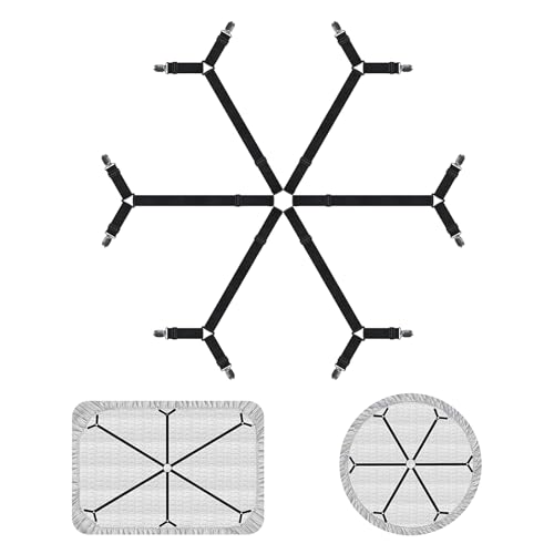 burkfeeg 6 seitige Bettlaken Spanngurte,Matratzenspanner für Passende Laken, Bettlakenhalter mit Gummizug, Verstellbarer Bettlaken Spanner für Sofabezüge,Tischdecke(Schwarz) von burkfeeg