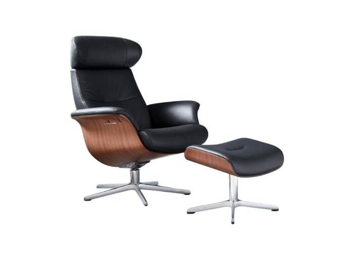 Conform Sessel mit Hocker TIMEOUT in Leder Fantasy Black/Sitzscha von busswohnen