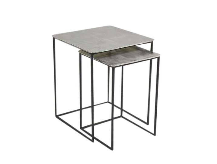 L.C. Wholesaler Tisch 47x47x50cm groß in Alu/Metall schwarz von busswohnen