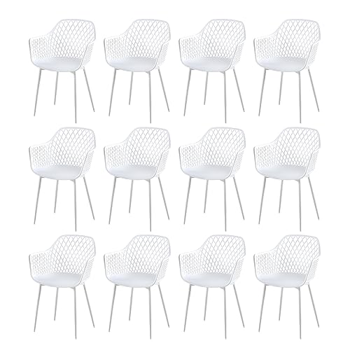 buybyroom 12er Set Esszimmerstuhl mit Armlehne Rückenlehne Metallbeine Küchenstuhl Essstühle Stuhl Sessel Kunststoffstuhl Sitzfläche für Küche, Schlafzimmer, Esszimmer, Weiß buybyroom 12er Set Esszimmerstuhl mit Armlehne Rückenlehne Metallbeine Küchenstuhl Essstühle Stuhl Sessel Kunststoffstuhl Sitzfläche für Küche, Schlafzimmer, Esszimmer, Weiß von buybyroom