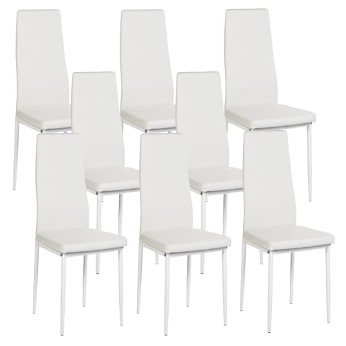 buybyroom 8 Esszimmerstühle Moderne Küche Gepolsterte Stühle Esszimmer Stühle Wohnzimmer Stühle Weiß Esszimmer für Restaurants, Küchen, Wartezimmer, Büros von buybyroom