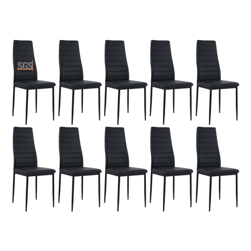 buybyroom Esszimmerstühle 10er Set Metall Küchenstuhl, Esstisch Stuhl Bequemer Polsterstuhl SitzfläChe,Schwarz von buybyroom