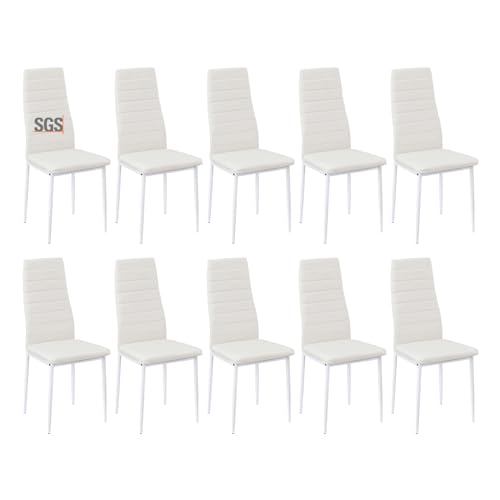 buybyroom Esszimmerstühle 10er Set Metall Küchenstuhl, Esstisch Stuhl Bequemer Polsterstuhl SitzfläChe,Weiß von buybyroom