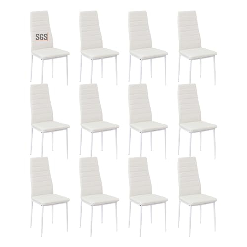 buybyroom Esszimmerstühle 12er Set Metall Küchenstuhl, Esstisch Stuhl Bequemer Polsterstuhl SitzfläChe,Weiß von buybyroom
