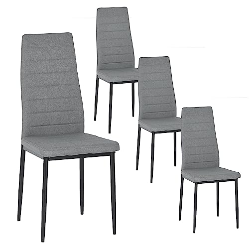 buybyroom Esszimmerstühle 4er Set, Küchenstuhl Bequemer Polsterstuhl mit Stoff, Rückenlehne, Metallbeine Esstisch Stuhl Essstühle Sitzfläche, Grau von buybyroom