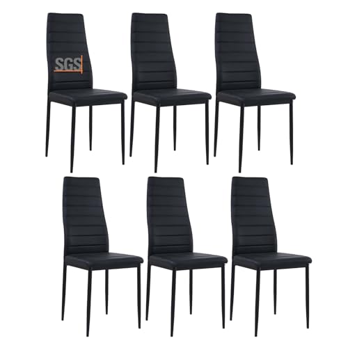 buybyroom Esszimmerstühle 6er Set Metall Küchenstuhl, Esstisch Stuhl Bequemer Polsterstuhl SitzfläChe,Schwarz von buybyroom