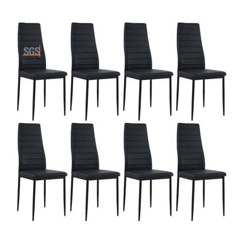 buybyroom Esszimmerstühle 8er Set Metall Küchenstuhl, Esstisch Stuhl Bequemer Polsterstuhl SitzfläChe,Schwarz von buybyroom