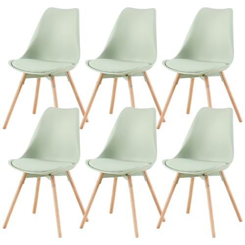buybyroom Esszimmerstuhl 6er Set Polsterstuhl Küchenstühle mit Massivholz Sitzfläche Rückenlehne für Esszimmer Wohnzimmer Schlafzimmer Konferenzzimmer, Eiscreme grün von buybyroom
