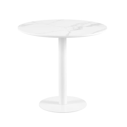 buybyroom Runder Esstisch Rund Bistrotisch Küchentisch Klein Einfacher Kleiner Tisch für Küche, Esszimmer und Wohnzimmer Tisch Rund 80 cm, Marmorierte Tischplatte von buybyroom