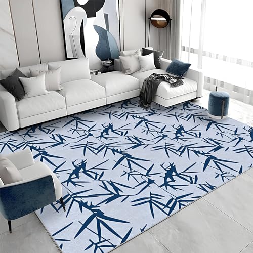 Großer Kurzflor-Teppich 180x200 - Bambus Blau Teppiche - Modern Waschbar Dünn rutschfest Saugfähig Carpet für Wohnzimmer Schlafzimmer Esszimmer Oder Als Küchenteppich G&904 Großer Kurzflor-Teppich 180x200 - Bambus Blau Teppiche - Modern Waschbar Dünn rutschfest Saugfähig Carpet für Wohnzimmer Schlafzimmer Esszimmer Oder Als Küchenteppich G&904 von buyluhn