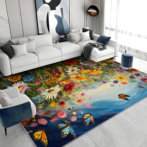Quadratischer Kurzflor-Teppich 120x120 - Blumen Bunt Teppiche - Naturästhetik Waschbar rutschfest Dünn Saugfähig Carpet Teppiche Für Bad Eingangsbereich Innenräume a&1028 Quadratischer Kurzflor-Teppich 120x120 - Blumen Bunt Teppiche - Naturästhetik Waschbar rutschfest Dünn Saugfähig Carpet Teppiche Für Bad Eingangsbereich Innenräume a&1028 von buyluhn