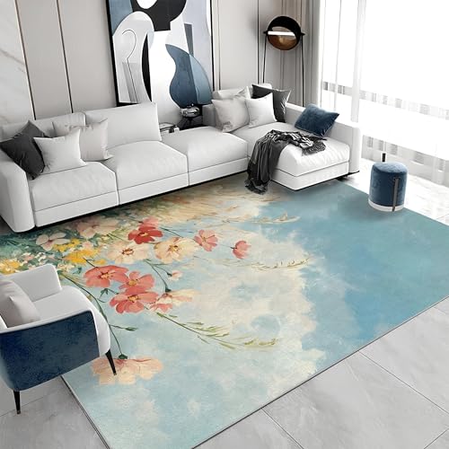 Quadratischer Kurzflor-Teppich 120x120 - Blumen Pflanzen Bunt Teppiche - Ästhetik Waschbar rutschfest Dünn Saugfähig Carpet Teppiche Für Bad Eingangsbereich Innenräume G&515 Quadratischer Kurzflor-Teppich 120x120 - Blumen Pflanzen Bunt Teppiche - Ästhetik Waschbar rutschfest Dünn Saugfähig Carpet Teppiche Für Bad Eingangsbereich Innenräume G&515 von buyluhn