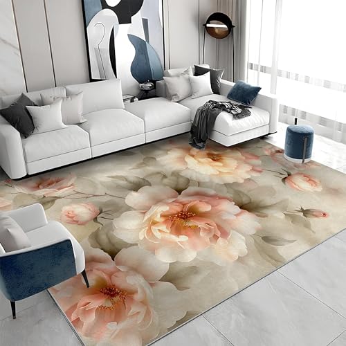 Quadratischer Kurzflor-Teppich 120x120 - Blumen Rosa Teppiche - Ästhetik Waschbar rutschfest Dünn Saugfähig Carpet Teppiche Für Bad Eingangsbereich Innenräume a&1484 Quadratischer Kurzflor-Teppich 120x120 - Blumen Rosa Teppiche - Ästhetik Waschbar rutschfest Dünn Saugfähig Carpet Teppiche Für Bad Eingangsbereich Innenräume a&1484 von buyluhn