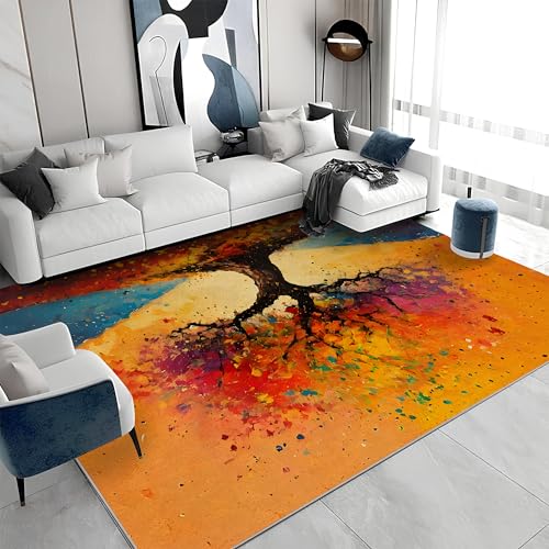 Quadratischer Kurzflor-Teppich 120x120 - Ölgemälde Bäume Bunt Teppiche - Moderne Kunst Waschbar rutschfest Dünn Saugfähig Carpet Teppiche Für Bad Eingangsbereich Innenräume a&211 Quadratischer Kurzflor-Teppich 120x120 - Ölgemälde Bäume Bunt Teppiche - Moderne Kunst Waschbar rutschfest Dünn Saugfähig Carpet Teppiche Für Bad Eingangsbereich Innenräume a&211 von buyluhn