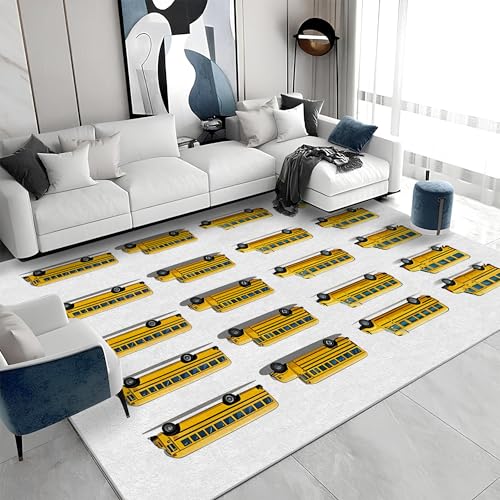 Quadratischer Kurzflor-Teppich 200x200 - Busse Weiß Gelb Teppiche - Cartoon Waschbar rutschfest Dünn Saugfähig Carpet für Wohnzimmer Schlafzimmer Esszimmer a&813 Quadratischer Kurzflor-Teppich 200x200 - Busse Weiß Gelb Teppiche - Cartoon Waschbar rutschfest Dünn Saugfähig Carpet für Wohnzimmer Schlafzimmer Esszimmer a&813 von buyluhn