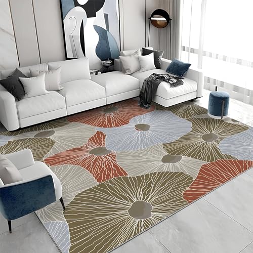 Waschbarer Kurzflor-Teppich 100x150 - Blumen Grau Cyan Teppiche - Abstrakt Dünn Saugfähig Carpet Für Wohnzimmer Schlafzimmer Jugendzimmer Oder Als Bettvorleger G&137 von buyluhn