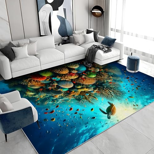 Waschbarer Kurzflor-Teppich 100x200 - Korallen Bunt Teppiche - Meereslebewesen Dünn Saugfähig Carpet Für Wohnzimmer Schlafzimmer Jugendzimmer Jungen Mädchen Oder Als Bettvorleger a&482 Waschbarer Kurzflor-Teppich 100x200 - Korallen Bunt Teppiche - Meereslebewesen Dünn Saugfähig Carpet Für Wohnzimmer Schlafzimmer Jugendzimmer Jungen Mädchen Oder Als Bettvorleger a&482 von buyluhn