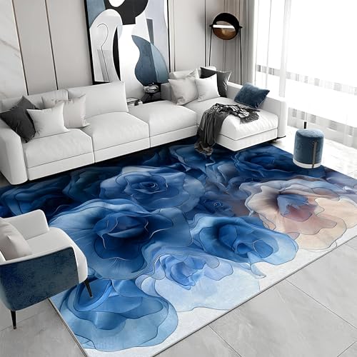 Waschbarer Kurzflor-Teppich 120x170 - Blumen Bunt Teppiche - Abstrakt Dünn Saugfähig Carpet Für Wohnzimmer Schlafzimmer Jugendzimmer Oder Als Bettvorleger a&1297 von buyluhn