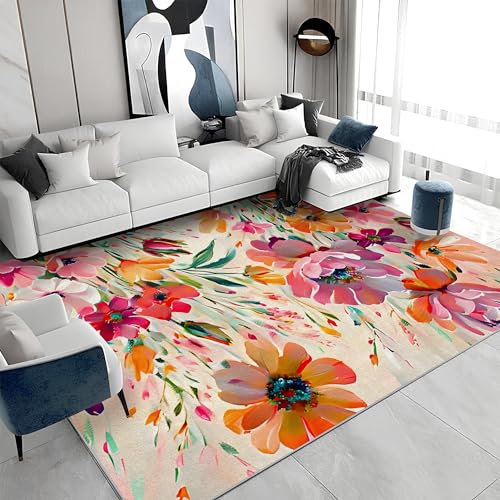 Waschbarer Kurzflor-Teppich 120x200 - Blumen Lila Teppiche - Ästhetik Dünn Saugfähig Carpet Für Wohnzimmer Schlafzimmer Jugendzimmer Jungen Mädchen Oder Als Bettvorleger a&1188 Waschbarer Kurzflor-Teppich 120x200 - Blumen Lila Teppiche - Ästhetik Dünn Saugfähig Carpet Für Wohnzimmer Schlafzimmer Jugendzimmer Jungen Mädchen Oder Als Bettvorleger a&1188 von buyluhn