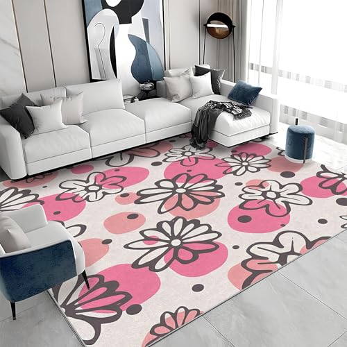 Waschbarer Kurzflor-Teppich 140x200 - Blumen Rosa Teppiche - Abstrakt Dünn Saugfähig Carpet Für Wohnzimmer Schlafzimmer Jugendzimmer Jungen Mädchen Oder Als Bettvorleger S&388 Waschbarer Kurzflor-Teppich 140x200 - Blumen Rosa Teppiche - Abstrakt Dünn Saugfähig Carpet Für Wohnzimmer Schlafzimmer Jugendzimmer Jungen Mädchen Oder Als Bettvorleger S&388 von buyluhn