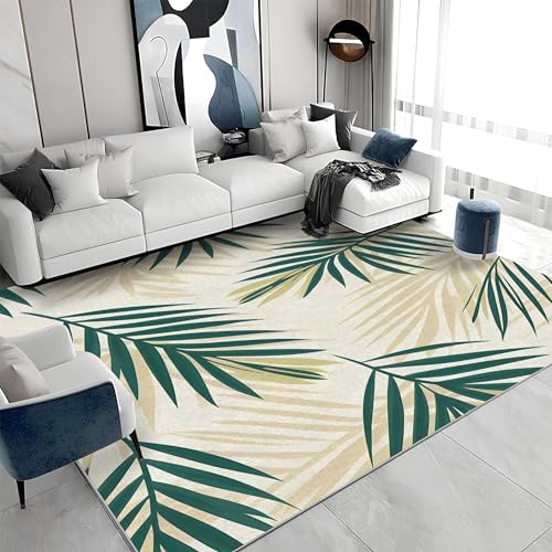 Waschbarer Kurzflor-Teppich 160x200 - Palmenblätter Beige Grün Teppiche - Tropische Pflanzen Dünn Saugfähig Carpet Für Wohnzimmer Schlafzimmer Jugendzimmer Jungen Mädchen Oder Als Bettvorleger S&769 Waschbarer Kurzflor-Teppich 160x200 - Palmenblätter Beige Grün Teppiche - Tropische Pflanzen Dünn Saugfähig Carpet Für Wohnzimmer Schlafzimmer Jugendzimmer Jungen Mädchen Oder Als Bettvorleger S&769 von buyluhn