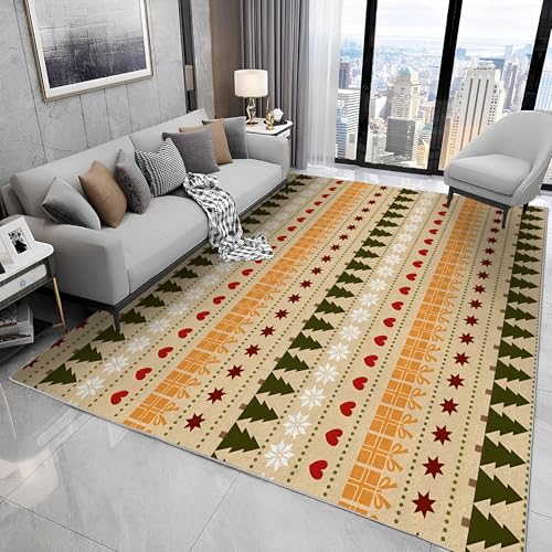 buyluhn Großer Kurzflor-Teppich 180x200, Weihnachtsbaum Teppich, Waschbar Dünn rutschfest Saugfähig für Wohnzimmer Schlafzimmer Esszimmer Oder Als Küchenteppich N83 von buyluhn