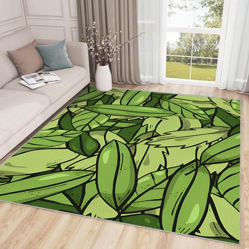 buyluhn Großer Kurzflor-Teppich 180x200 - Blätter Linie Teppiche - Anlage Grün Waschbar Dünn rutschfest Saugfähig Carpet für Wohnzimmer Schlafzimmer Esszimmer Oder Als Küchenteppich G-106 buyluhn Großer Kurzflor-Teppich 180x200 - Blätter Linie Teppiche - Anlage Grün Waschbar Dünn rutschfest Saugfähig Carpet für Wohnzimmer Schlafzimmer Esszimmer Oder Als Küchenteppich G-106 von buyluhn