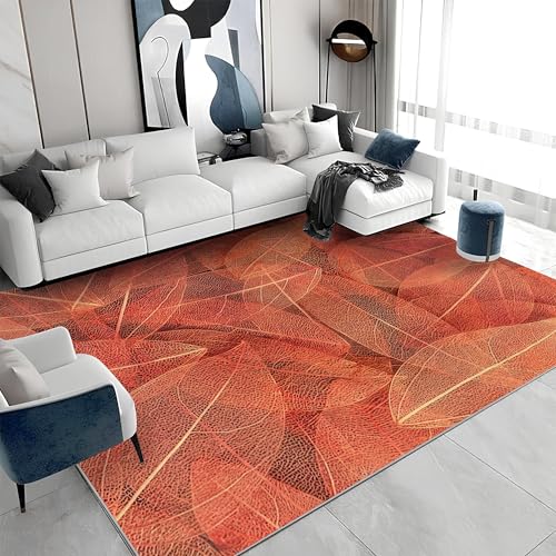 buyluhn Großer Kurzflor-Teppich 180x200 - Blätter Rot Teppiche - Naturästhetik Waschbar Dünn rutschfest Saugfähig Carpet für Wohnzimmer Schlafzimmer Esszimmer Oder Als Küchenteppich S&1892 buyluhn Großer Kurzflor-Teppich 180x200 - Blätter Rot Teppiche - Naturästhetik Waschbar Dünn rutschfest Saugfähig Carpet für Wohnzimmer Schlafzimmer Esszimmer Oder Als Küchenteppich S&1892 von buyluhn