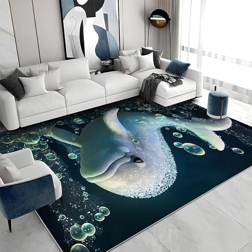 buyluhn Großer Kurzflor-Teppich 180x200 - Delfin Blau Teppiche - Meereslebewesen Waschbar Dünn rutschfest Saugfähig Carpet für Wohnzimmer Schlafzimmer Esszimmer Oder Als Küchenteppich S&277 buyluhn Großer Kurzflor-Teppich 180x200 - Delfin Blau Teppiche - Meereslebewesen Waschbar Dünn rutschfest Saugfähig Carpet für Wohnzimmer Schlafzimmer Esszimmer Oder Als Küchenteppich S&277 von buyluhn