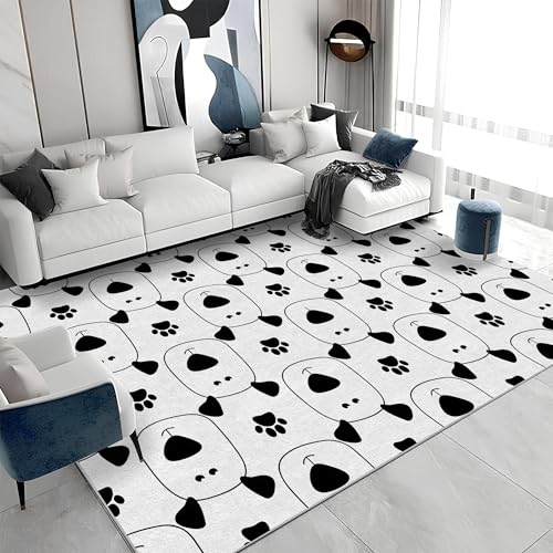 buyluhn Großer Kurzflor-Teppich 180x200 - Hunde Schwarz Weiß Teppiche - Cartoons Waschbar Dünn rutschfest Saugfähig Carpet für Wohnzimmer Schlafzimmer Esszimmer Oder Als Küchenteppich S&733 buyluhn Großer Kurzflor-Teppich 180x200 - Hunde Schwarz Weiß Teppiche - Cartoons Waschbar Dünn rutschfest Saugfähig Carpet für Wohnzimmer Schlafzimmer Esszimmer Oder Als Küchenteppich S&733 von buyluhn
