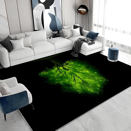 buyluhn Großer Kurzflor-Teppich 180x240 - Baum des Lebens Grün Teppiche - Abstrakt Waschbar Dünn rutschfest Saugfähig Carpet für Wohnzimmer Schlafzimmer Esszimmer Oder Als Küchenteppich a&1419 von buyluhn