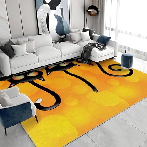 buyluhn Großer Kurzflor-Teppich 180x240 - Süße Katze Schwarz Gelb Teppiche - Cartoons Waschbar Dünn rutschfest Saugfähig Carpet für Wohnzimmer Schlafzimmer Esszimmer Oder Als Küchenteppich S&1400 buyluhn Großer Kurzflor-Teppich 180x240 - Süße Katze Schwarz Gelb Teppiche - Cartoons Waschbar Dünn rutschfest Saugfähig Carpet für Wohnzimmer Schlafzimmer Esszimmer Oder Als Küchenteppich S&1400 von buyluhn